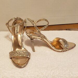 Badgley Mischka Womens Olympia Gold Glitter Heels
